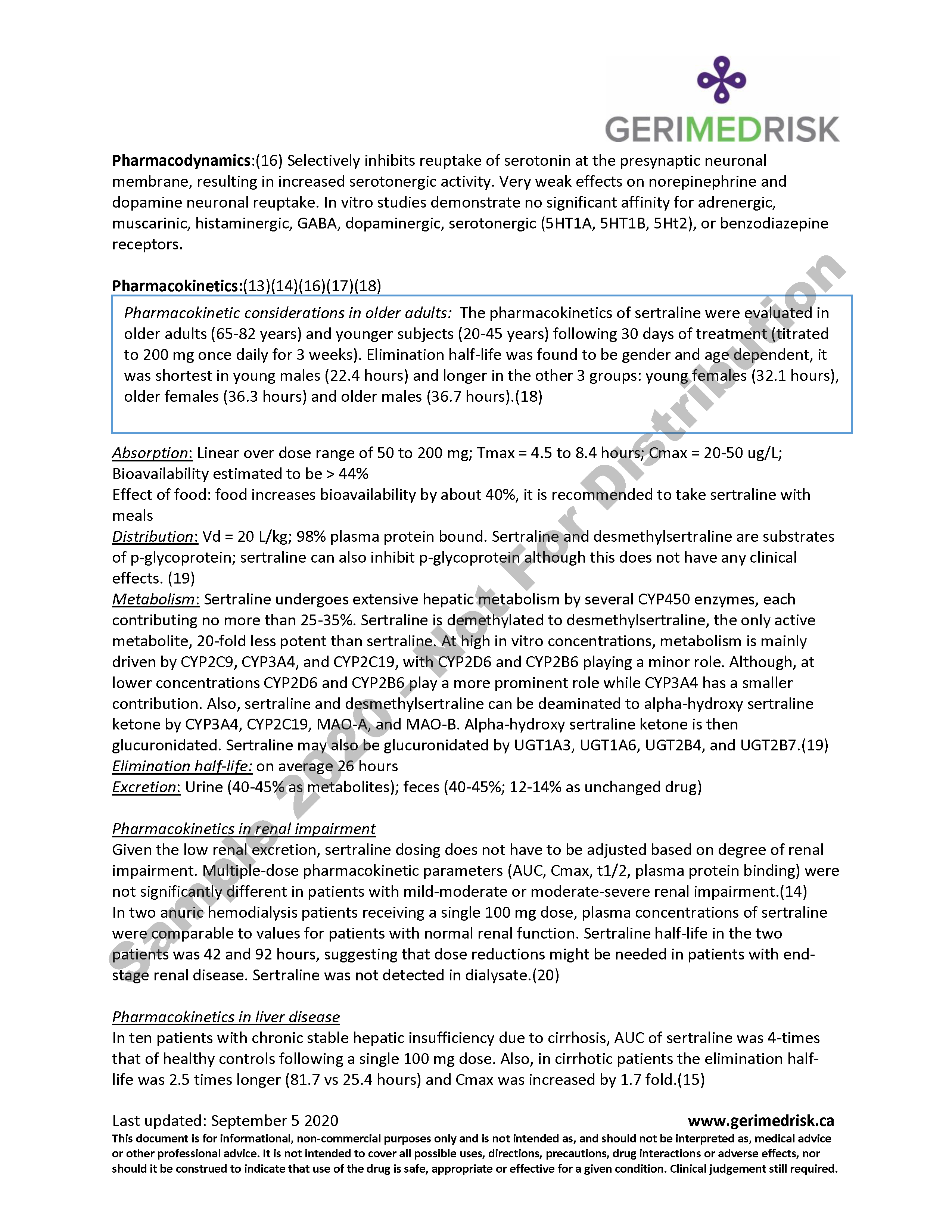 Sample drug summary